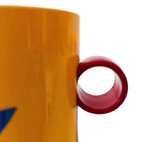 Image 1 of Set of plastic cups Coppia yellow blue flowers 1980's