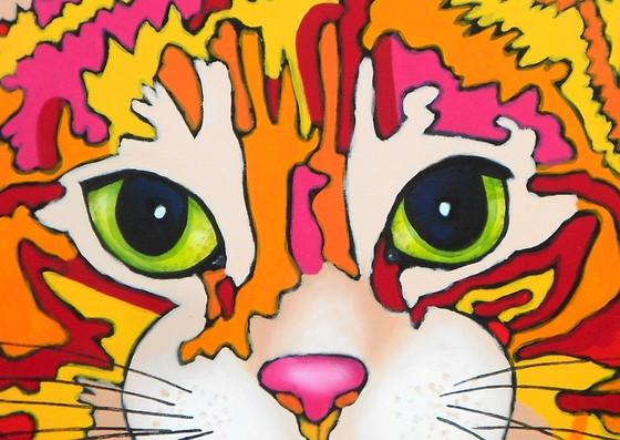 Image 1 of El gato de colores (dibujo a mano)
