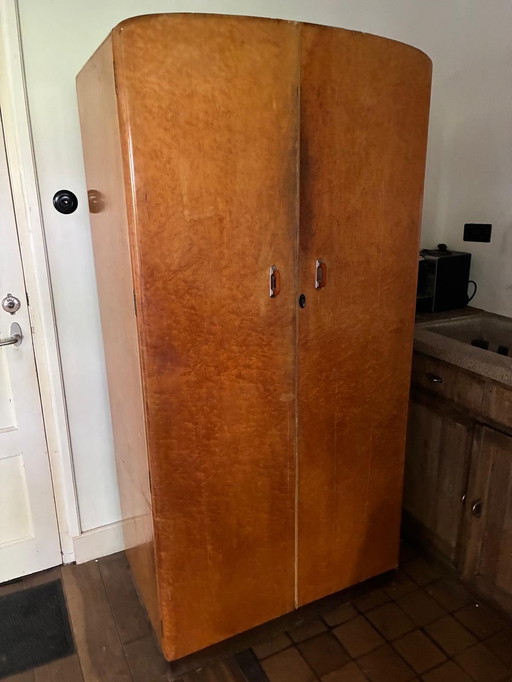 Hermoso gabinete de madera art déco de mediados de siglo