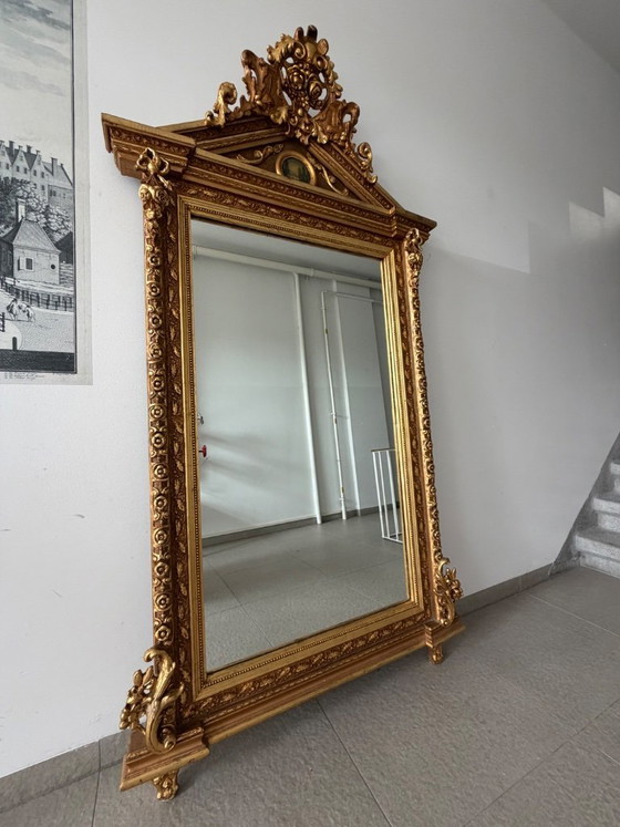Großer antiker Goldspiegel (210 x 112,5 cm) – Glass, Wood (photo 2 of 7)