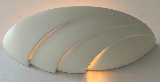 Pair of wall lights in matt white plaster, France 1970