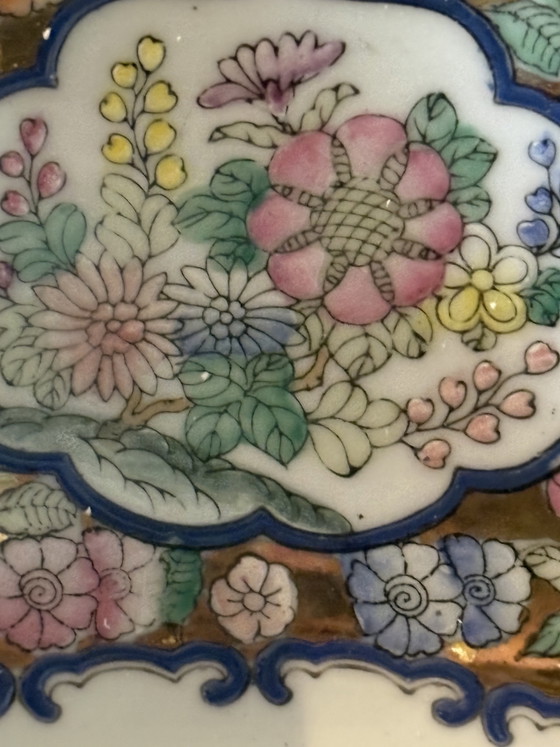 Große chinesische Porzellan 'Punch Bowl' (31 cm) – Millefleurs & Satsuma-Stil – Dekorative Objekte, Porcelain (photo 5 of 10)