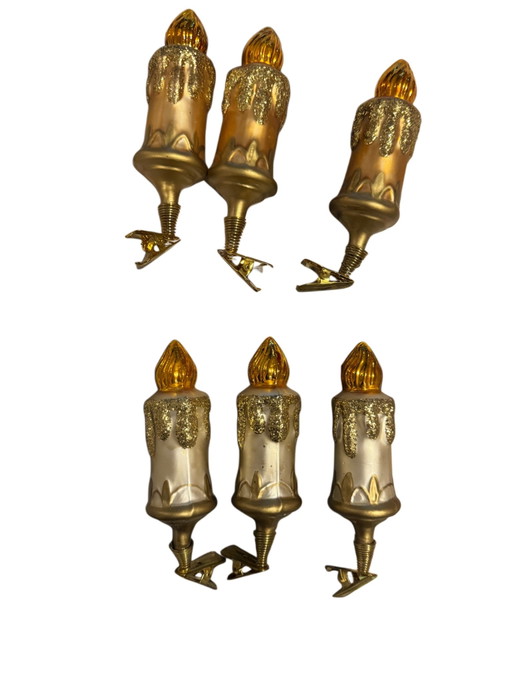 Mundgeblasene Vintage-Glaskerzenornamente mit Clip