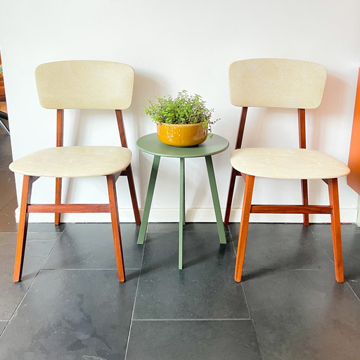 Vintage Chairs Simpla-Lux - Set of 2 - Dutch Design - Wood, Faux Leather - 60s/70s