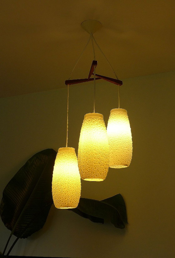 Vintage cascade lamp, 1960s bubble beehive lamp, mid-century pendant lamp – Wood, Plastic (photo 8 of 10)