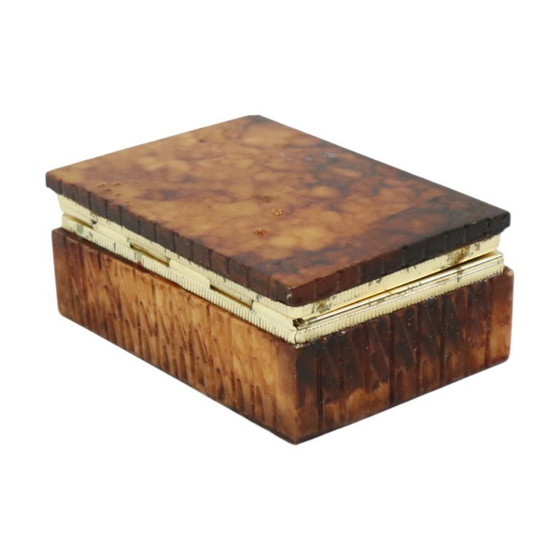 Image 1 of Scatola per fumatori vintage in alabastro arancione