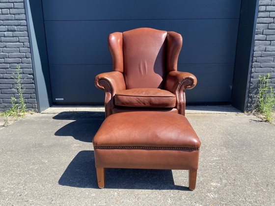 Cognac Bendic Wing Armchair – Leather, Wood (photo 2 of 7)