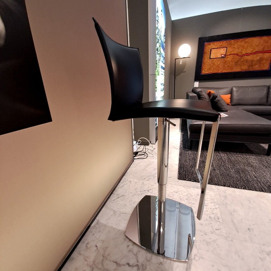 Image 1 of Sgabello da bar Draenert Nobile in pelle nera regolabile