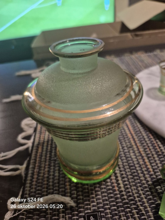 Set Liquore Vintage Art Déco, Bicchieri e caraffe, Vetro, Oro, Dorato (foto 6 di 8)