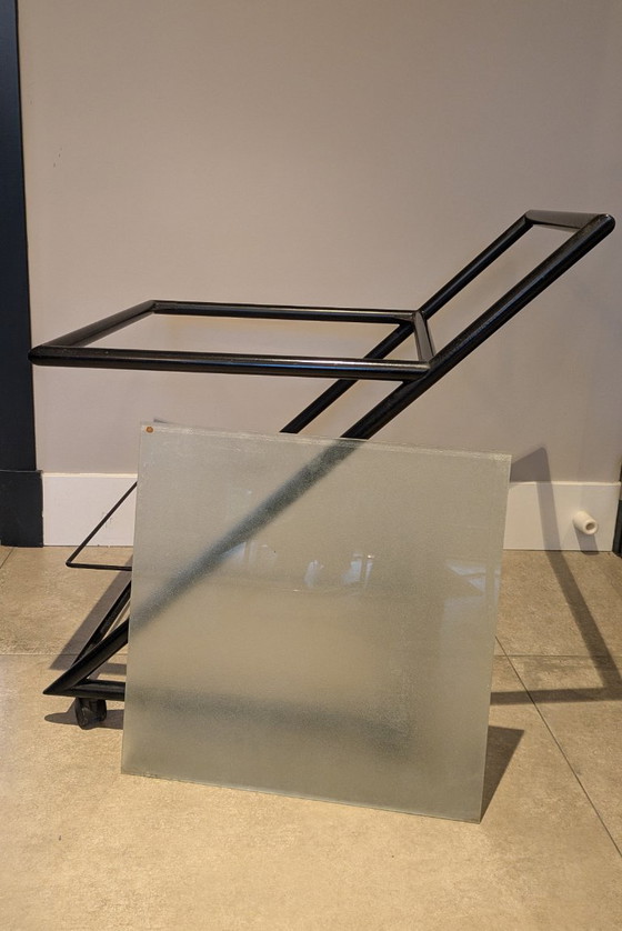 Harvink set, Z lounge tables with serving trolley, Side tables, Glass, Metal, Black (photo 18 of 18)