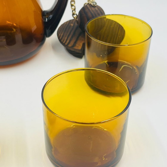Vintage Sangria Set in Amber Glass and Wood – Glass & Decanter (photo 13 of 13)