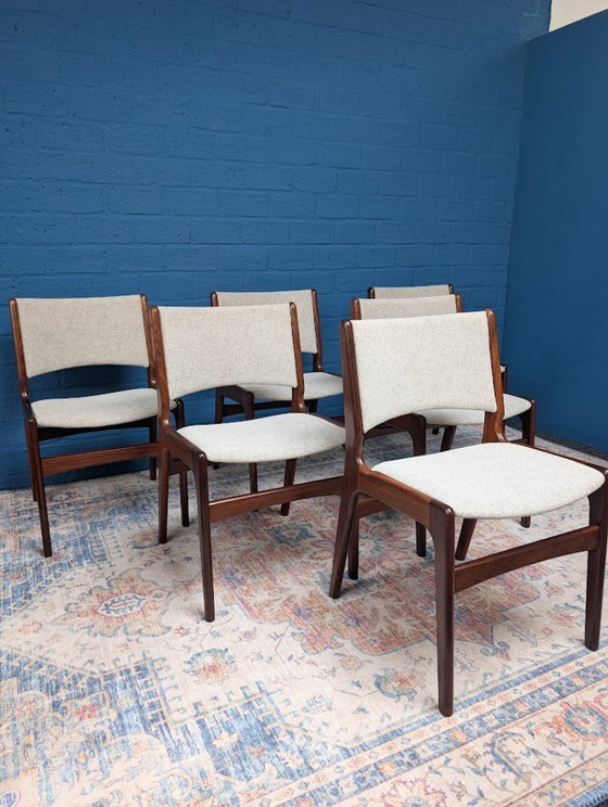 Image 1 of 6x Vintage eetkamerstoelen, Erik Buch voor Anderstrup Møbelfabrik, jaren 60