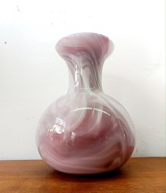 Image 1 of Vintage pink Murano-style glass vase
