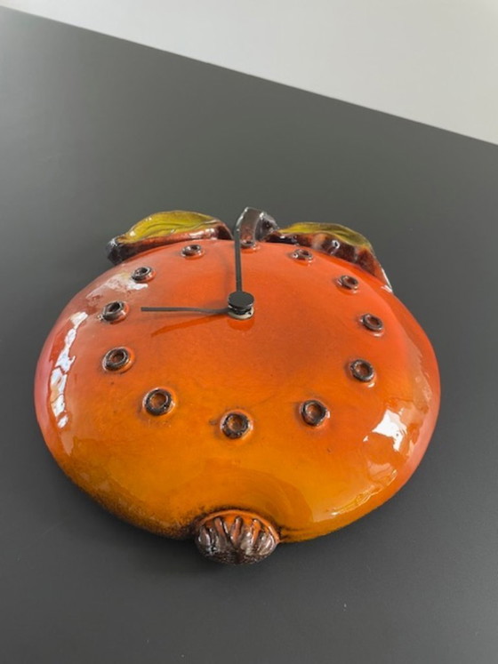 Image 1 of Retro keramische wandklok appel jaren 70