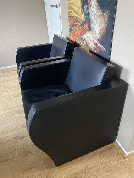 Image 1 of 2 poltrone elementari in pelle di Jean Nouvel Ligne Roset 1991