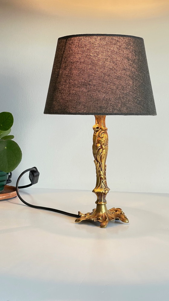 Image 1 of Vintage Bronze Lampe Mit Gold Patina