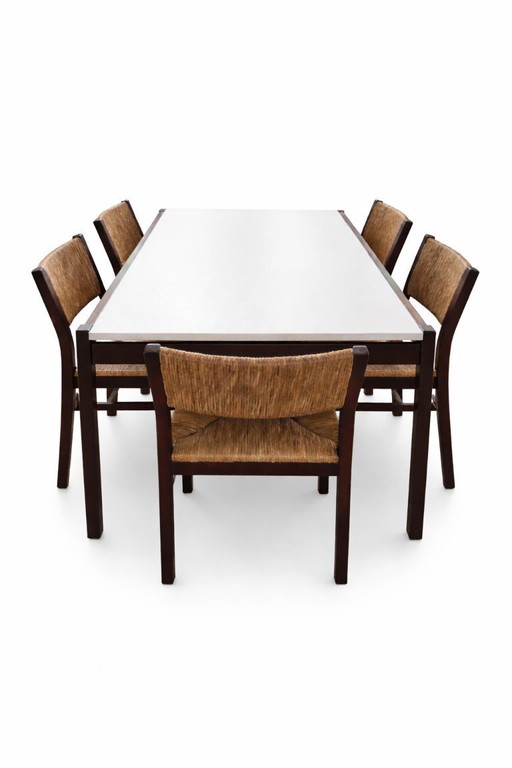 Beautiful Vintage Set: Cees Braakman for Pastoe (Large table + 5 Chairs)