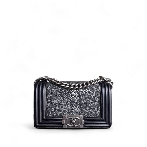 Chanel Boy Small - Small Galuchat Stingray Black Ruthenium Silver Hardware Series 18