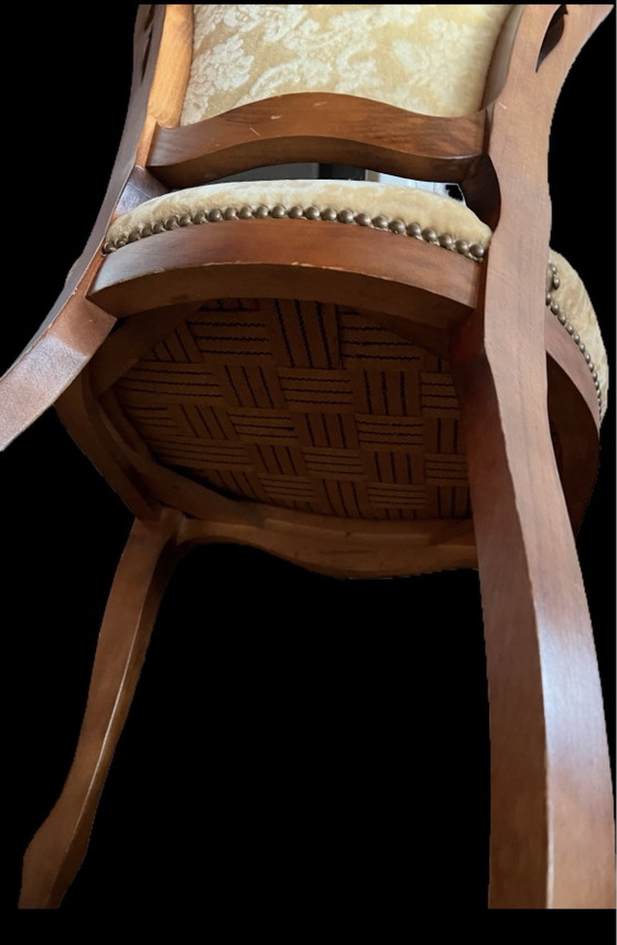 6 barok eetkamer stoelen, Eetkamerstoelen, Textiel, Fluweel, Beige (foto 5 van 6)