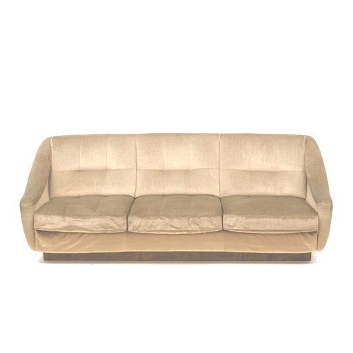 Vintage velvet 3-seater sofa made in the 1970s