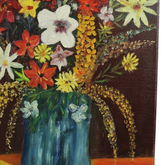 Image 1 of Flowers with Hat Still Life Painting 60x50cm