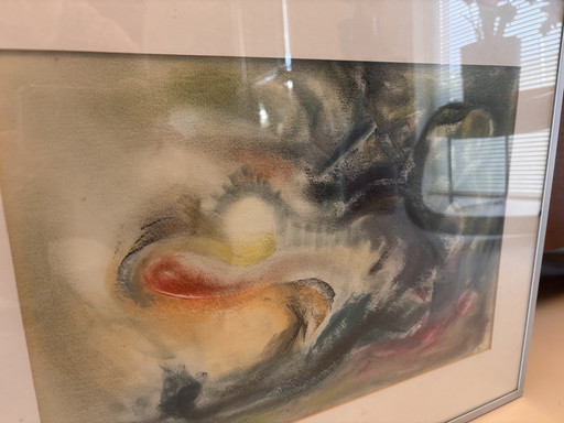 Decoratief schilderij in een aluminium frame met glazen paneel