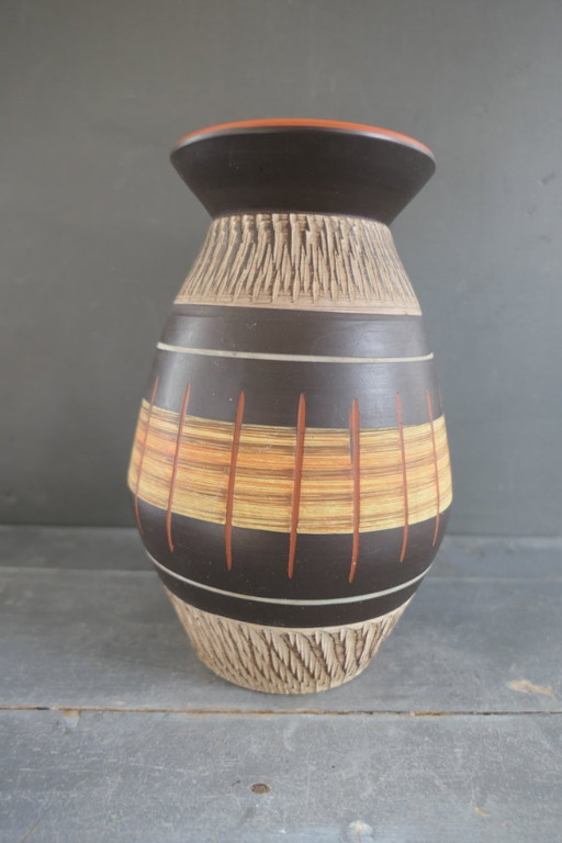 Vintage AKRU Klinker Ceramic Vase 19 25 Handmade