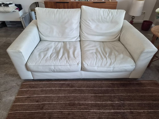 Image 1 of Canapé 2 + 3 places en cuir blanc Natuzzi