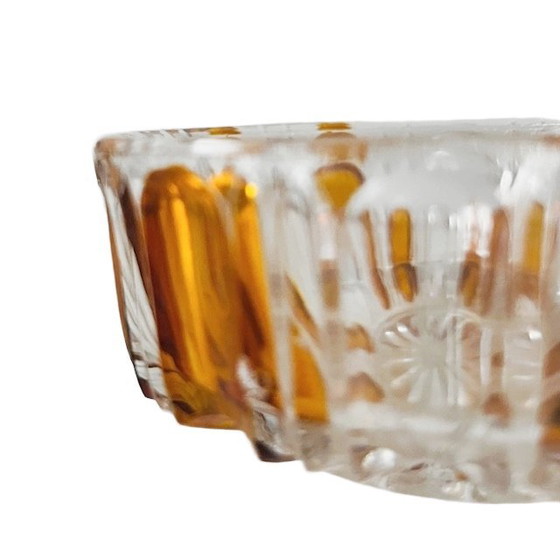 Image 1 of Artdeco stijl poederdoos persglas amber transparant 1950's
