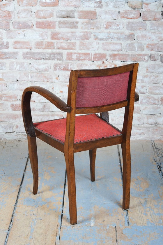 Ensemble de quatre chaises Art déco restaurées, par Jules Leleu, Hêtre, France, années 1930 (photo 8 of 12)
