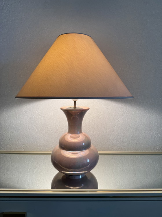 Image 1 of Charolles Irisée Roze Aardewerk Lamp jaren 80