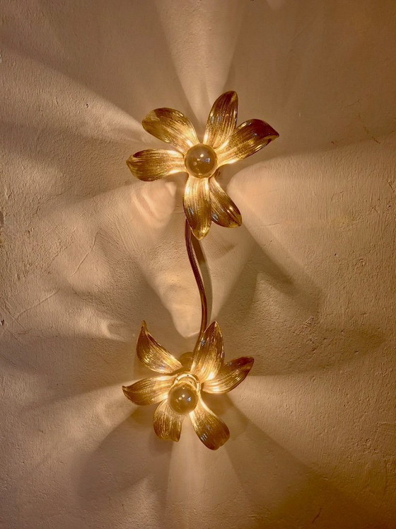 Image 1 of Brass Organically Shaped Double Wall or Ceiling Lights, 1970s