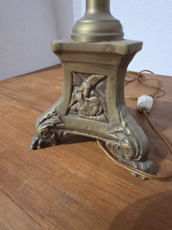 antieke kerkkandelaarlamp – Tafellampen, Messing (photo 4 of 5)