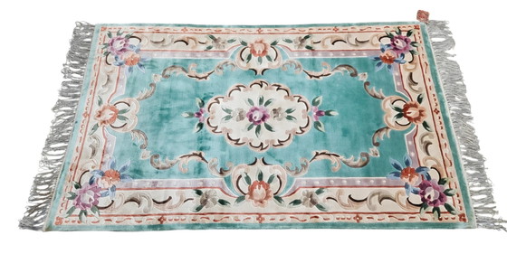 Image 1 of Hand-knotted Oriental Silk Carpet Aubusson Mint New 93x153cm