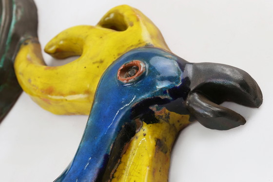 Image 1 of Placca in ceramica d'epoca raffigurante un gallo colorato, firmata A. Dandoy, Belgio, anni '60