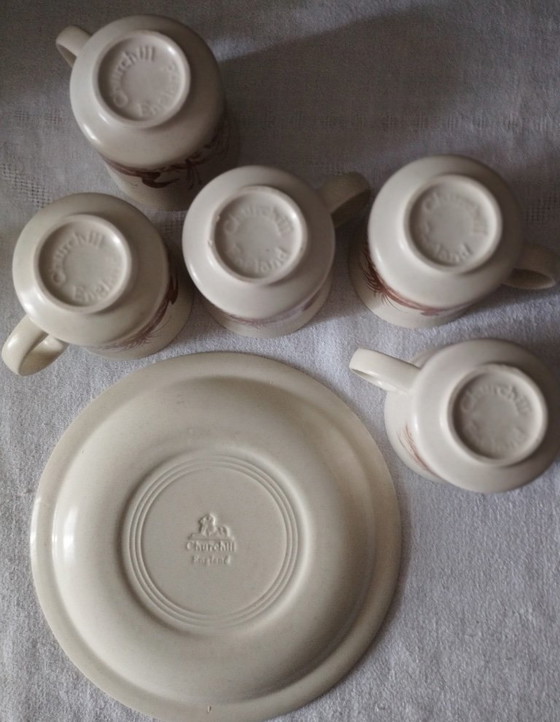 5 kleine vintage aardewerken bordjes en mokken met CHURCHILL eendjes. – Servies, Ceramic (photo 9 of 17)