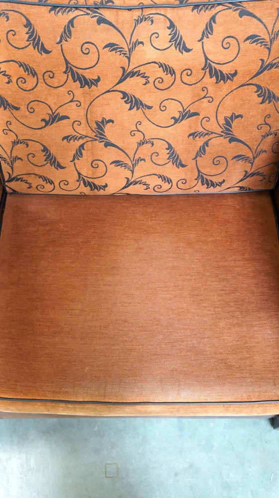 Image 1 of Cómodo sofá de piel de oveja de 2,5 plazas con cojines de tela