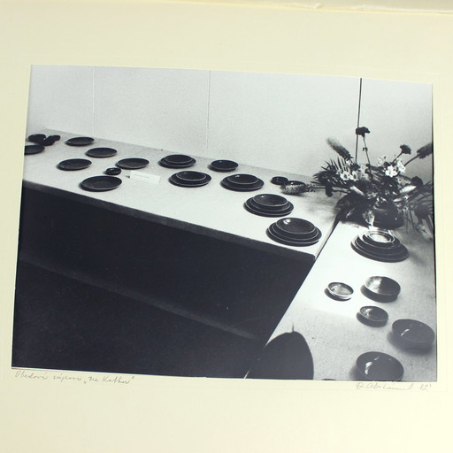Set van 4 grote vintage foto's van keramisch kunstwerk door Ditta Abrahámová, Tsjecho-Slowakije 1980