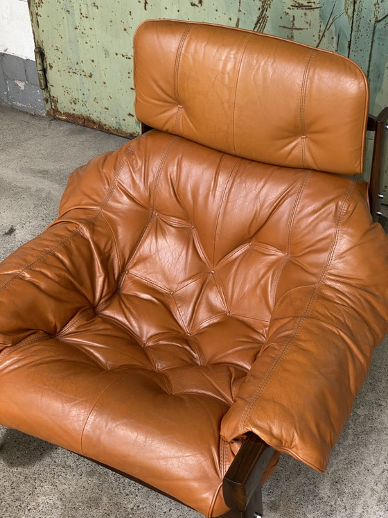 Image 1 of PERCIVAL LAFER | Fauteuil lounge MP-41 en cuir cognac, fabriqué au Brésil, lot de 2, rare