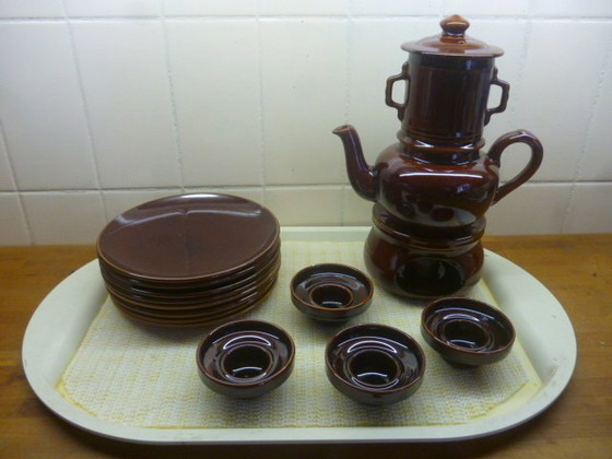 Image 1 of 4 x Vintage 1960s Brown Pottery Coffee, Tea, Breakfast Set