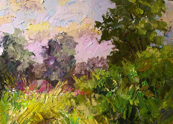 Original Ölgemälde Naturlandschaft Sommerwiese Weg im Gras – Gemälde & Zeichnungen, Canvas (photo 5 of 8)