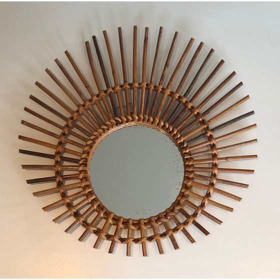 Image 1 of Vintage mirror in rattan, France 1970