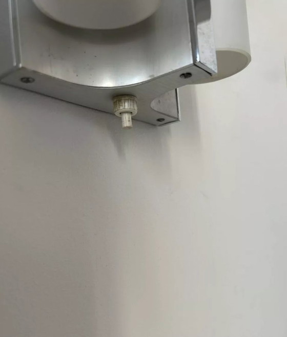 Image 1 of Applique vintage métal chromé et opaline, Allemagne 1960