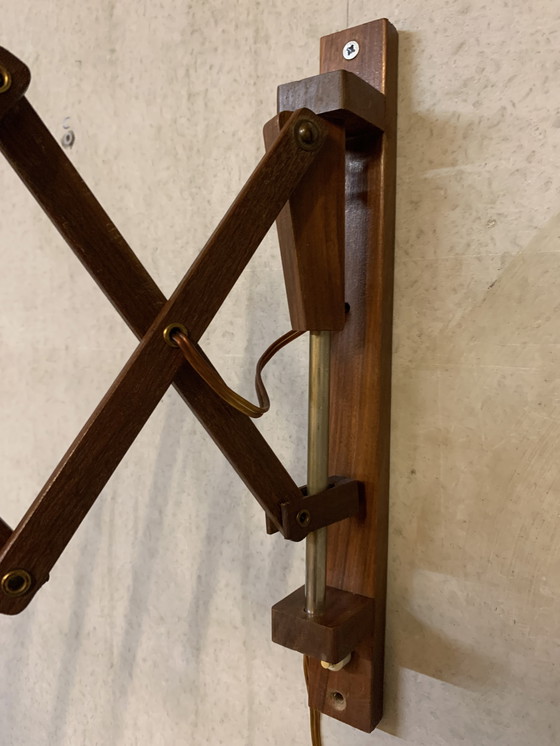 Image 1 of Schaarlamp/ harmonica lamp met varkensleren kap