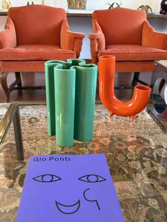 Image 1 of Franco Bettonica, Raro vaso in ceramica verde Space Age, Gabbianelli Italia ca. 1970