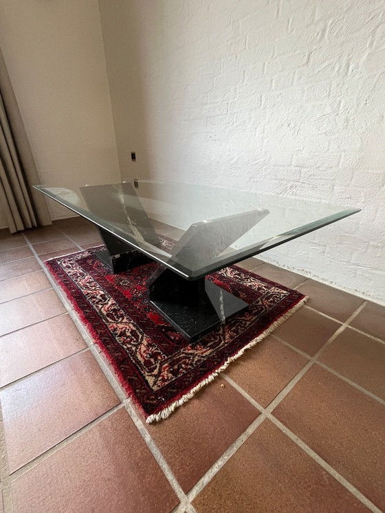 Image 1 of Design Icon: Cattelan Italia Coffee Table – Travertine & Crystal Glass