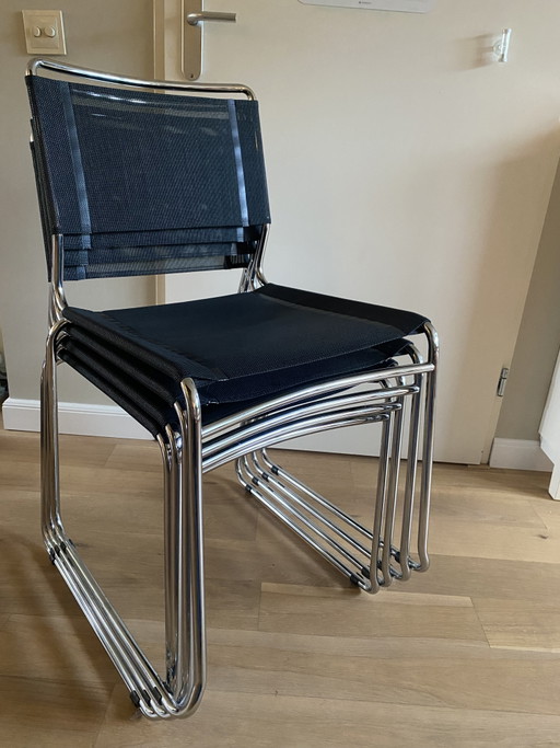 Set van 4 Thonet Bauhaus-stijl Netweave stoelen - Italië 2008 – eetkamerstoelen, Chrome (photo 2 of 7)