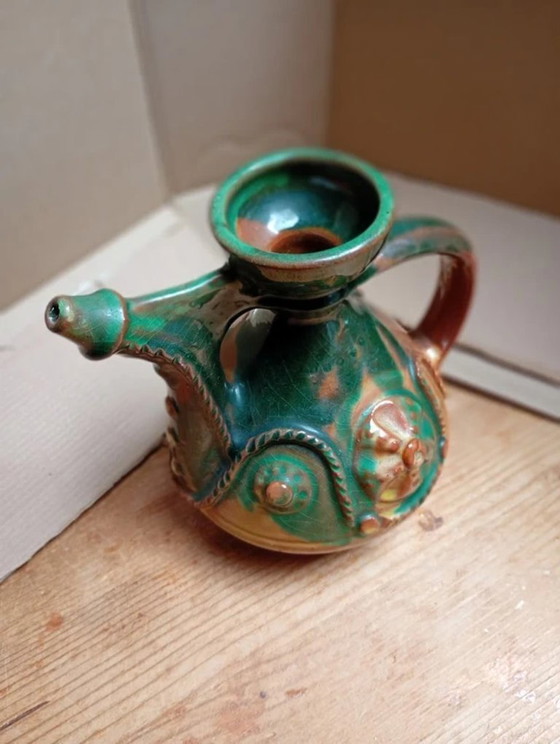 Image 1 of Vintage Bulgaarse keramische wijnkruik