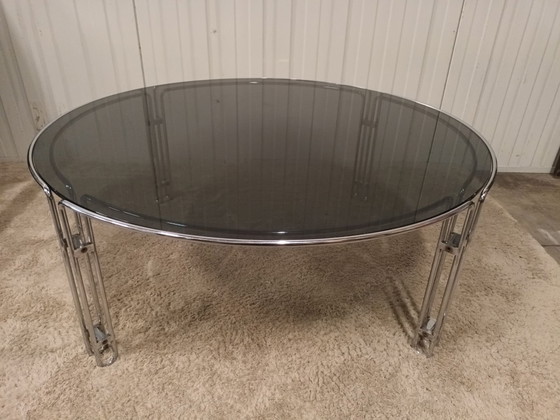 Space age coffee table with smoked glass, Metal, Silver (photo 2 of 9)