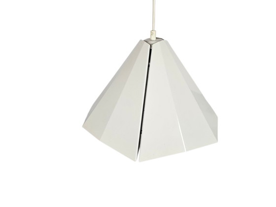 Image 1 of Lampes D-L Hollande - Suspension pyramidale - métal - blanc - années 80